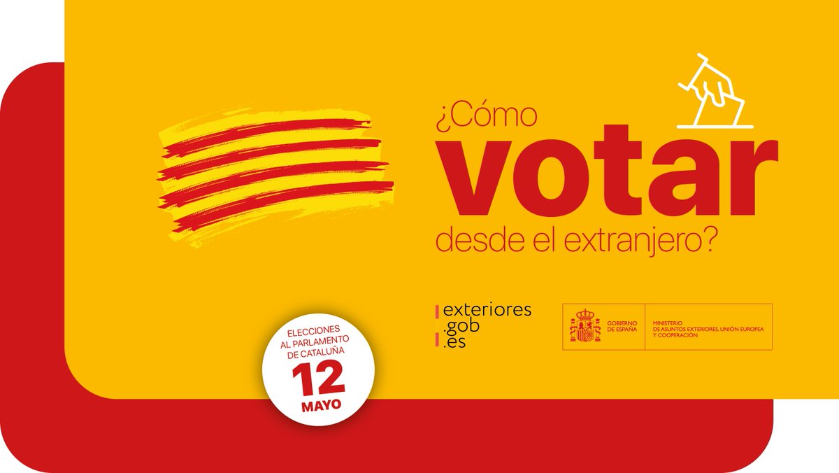 #VotoCERA si eres español residente en nuestra circunscripción #TemporalmenteEnEspaña durante las #EleccionesAutonomicas #Cataluña2024 del #12M puedes #VotoporCorreo en 🇪🇸 igual que los residentes en territorio nacional

Plazo para enviar el voto no más tarde del 7 de mayo.