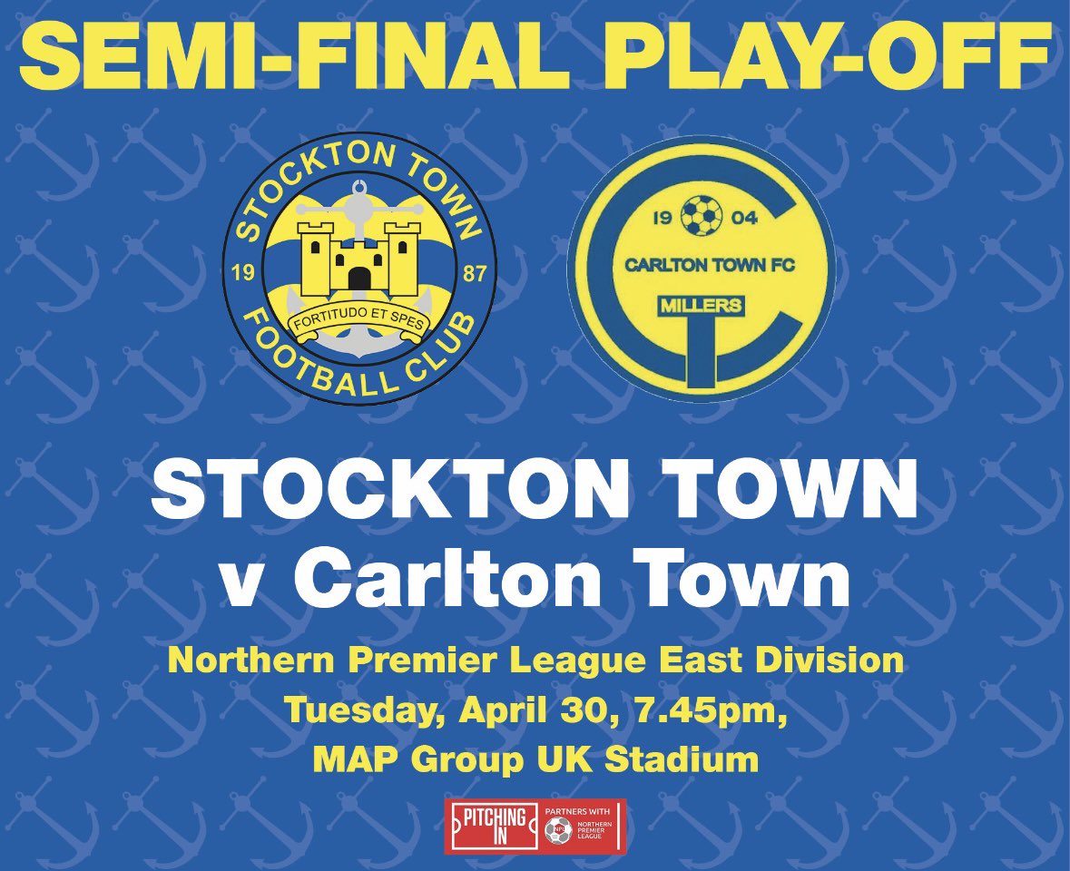 It’s not too late to purchase your ticket online ahead of tonight’s Play-Off Semi-Final against Carlton Town. 

Buy now: stocktontownfc.ktckts.com/product/STFC23…

𝗢𝗻𝗹𝘆 𝗼𝗻𝗹𝗶𝗻𝗲 𝘁𝗶𝗰𝗸𝗲𝘁𝘀 𝗮𝗻𝗱 𝘀𝗲𝗮𝘀𝗼𝗻 𝘁𝗶𝗰𝗸𝗲𝘁 𝗵𝗼𝗹𝗱𝗲𝗿𝘀 𝗮𝗿𝗲 𝗴𝘂𝗮𝗿𝗮𝗻𝘁𝗲𝗲𝗱 𝗲𝗻𝘁𝗿𝘆.

#UTA⚓️