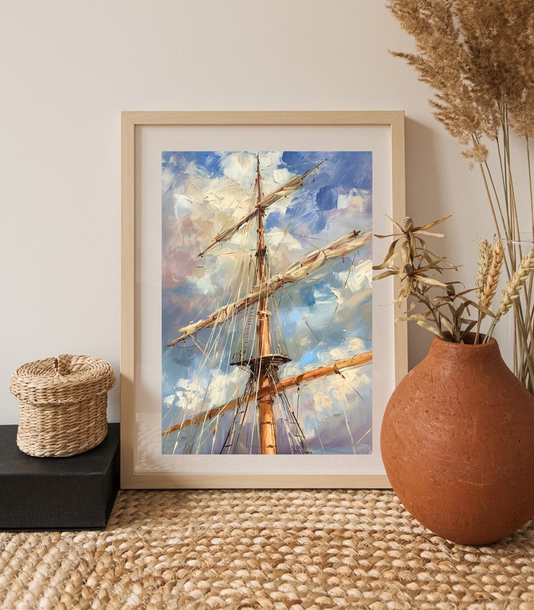Chart a course for adventure with this nautical print from Lena Art Design! 🌊⛵ The mast reaching for the sky, every line and color sings of the sea's call. #SailAway #NauticalArt #LenaArtDesign