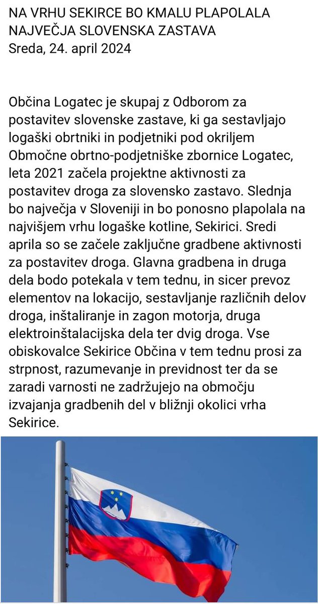 @BojanPozar @JozeLeskovec Občina Logatec, predvsem pa večinski del prebivalcev te občine, pripravlja velik simbolen domoljubni odgovor na poteze teh, ki jim samostojna in demokratična Slovenija z evropskimi vrednotami, ni bila in ni intimna opcija…