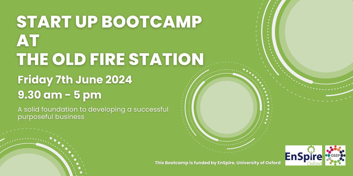 💡 Startup Bootcamp: Have you secured your place? Join this business Bootcamp with @OSEPOX to gain a solid foundation in developing a successful business. 📅 7th June, 9.30am 🎯 Open to @OxUniStudents, staff & community members 👉 Book by May 15th: tinyurl.com/36x33u7n