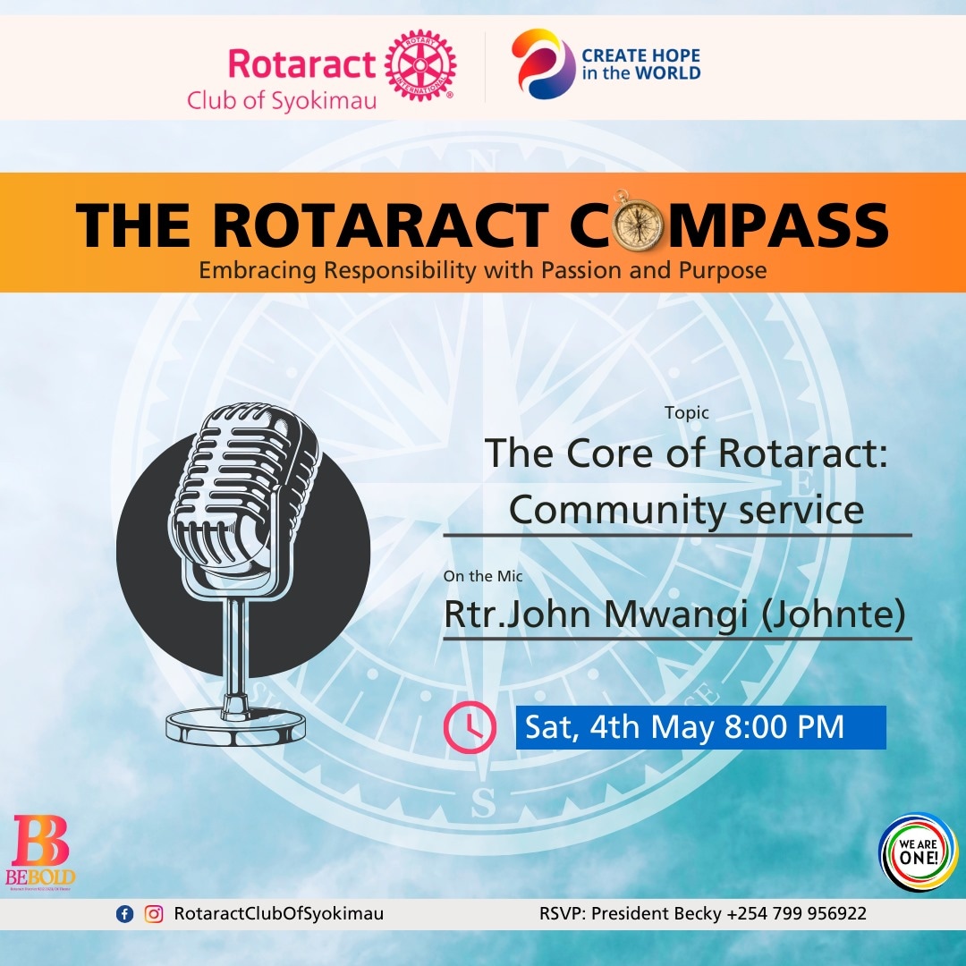 Join us for an evening filled with passion, purpose, and the heart of Rotaract: community service! Let's dive into the world of making a difference together with Johnte, our District 9212's community service champion. #Bebold 📅 4th May 2024 ⌛8:00pm 🖇️meet.google.com/wkq-xemk-exv