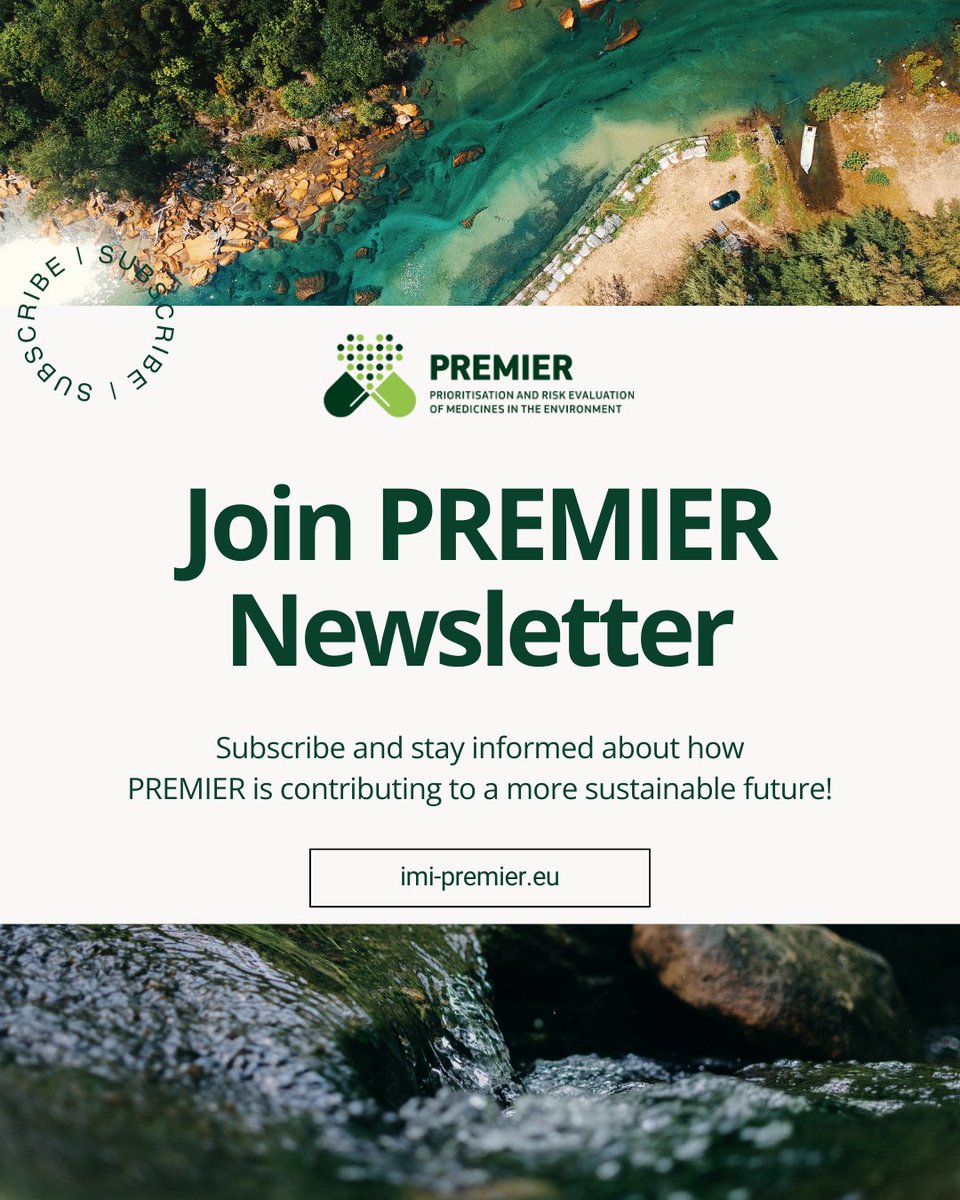 💊Interested in the development of #greenermedicines? 📰Subscribe to our newsletter to stay updated on how @PREMIERProject6 identifies potential impacts and mitigation strategies ensuring the sustainability of effective medicines. ➡️ bit.ly/3ArYgqW