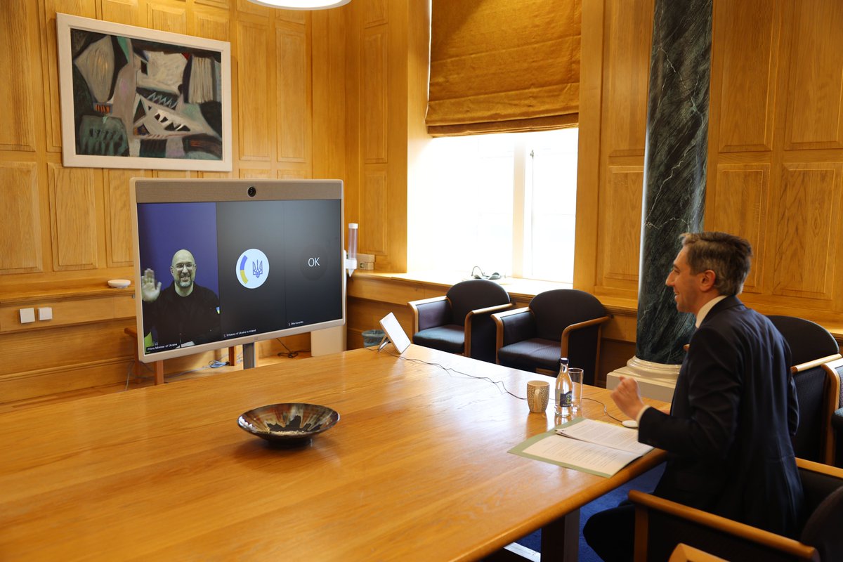 Taoiseach Simon Harris spoke on video call yesterday to Prime Minister Denys Shmyhal of Ukraine.