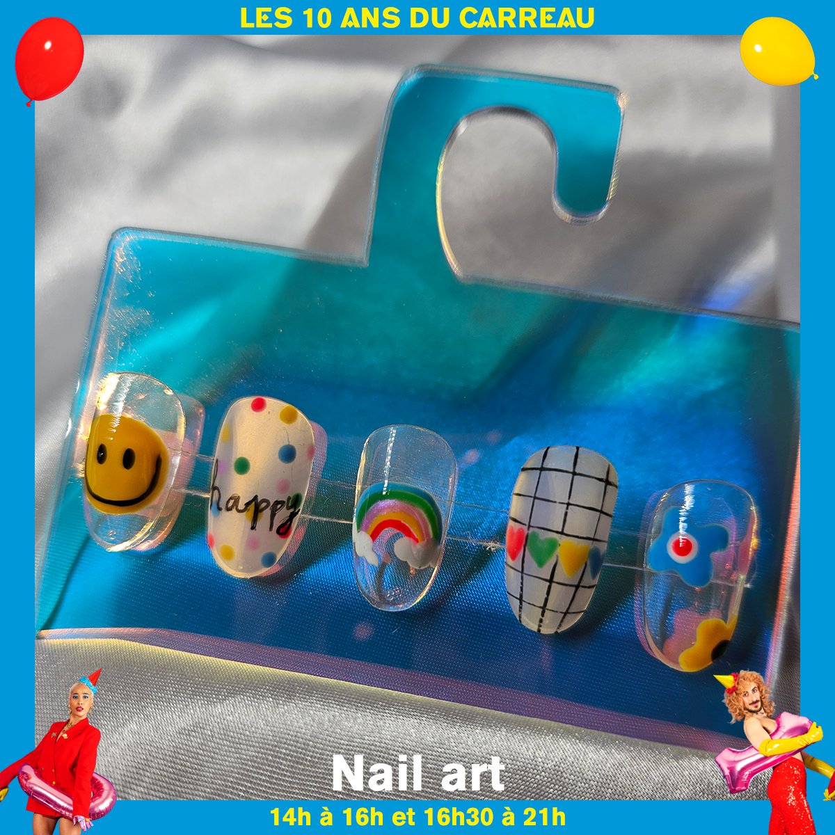 🎉 10 ANS 🎉 Venez découvrir le monde du nail art ! Sur place, choisissez un créneau et un motif qui vous plaît (légèrement modifiable), dans la planche réalisée par Clap Clap nails club ! 📆 Sam 18 mai 14h>16h et 16h30>21h ⭐ Entrée libre ▶ Infos : weez.li/AQHZSAZZ