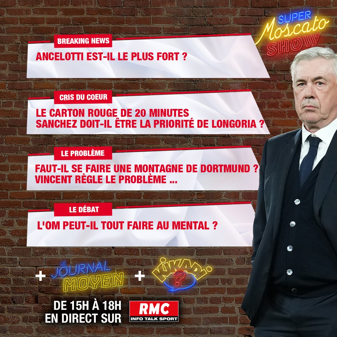 🗞 Le Super Moscato Show vous attend avec un programme bien rempli ! 🎙️ Rendez-vous dès 15h en direct sur RMC !