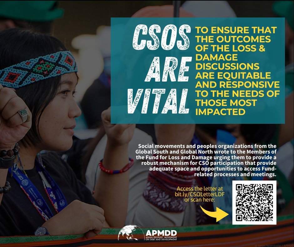 🚨ATTN: The Board of the Fund for #LossAndDamage meets today. CSOs face severe restrictions in participation—limiting the voices of those most affected by the climate crisis.

📣We demand #CSOparticipation spaces, especially for the Global South!

Read: bit.ly/CSOLetterLDF