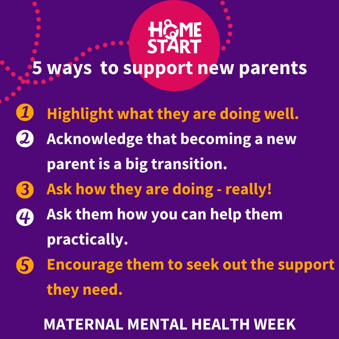 If you know someone who has recently had a baby - you can support them going through this big transition - here are some tips on how to support. 
#StrongerTogether 
#HomeStartSupport 
#HomeStartVolunteer
#MMHAW #MMHAW24
#RediscoveringYou #MaternalMHMatters