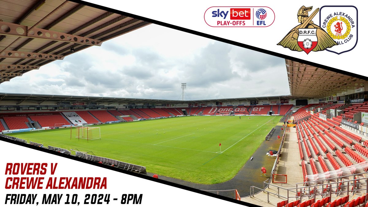 🎟️ | Ticket information for our Sky Bet League Two play-off semi-final second leg against Crewe Alexandra at the Eco-Power Stadium on May 10

More information ⬇️
doncasterroversfc.co.uk/news/2024/apri…

🔴 #drfc ⚪️