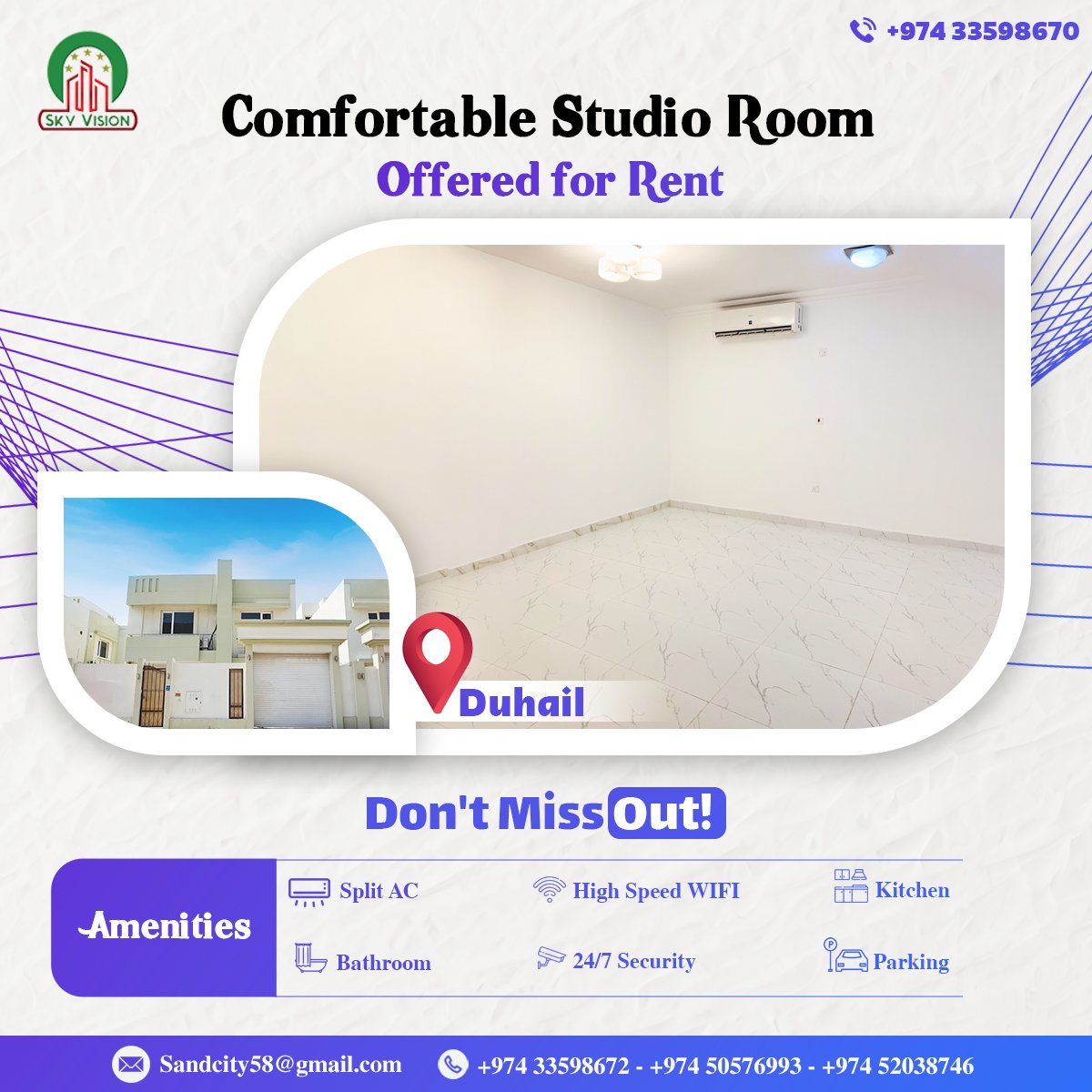 Spacious studio room available for rent at an affordable rate! 🏠💸 #StudioForRent #AffordableLiving #QatarRealEstate #PropertyInQatar #QatarHousing #QatarPropertyMarket 

Location : Al Duhail Behind Tawar Mall, Doha

Property Links : shorturl.at/pxCTY