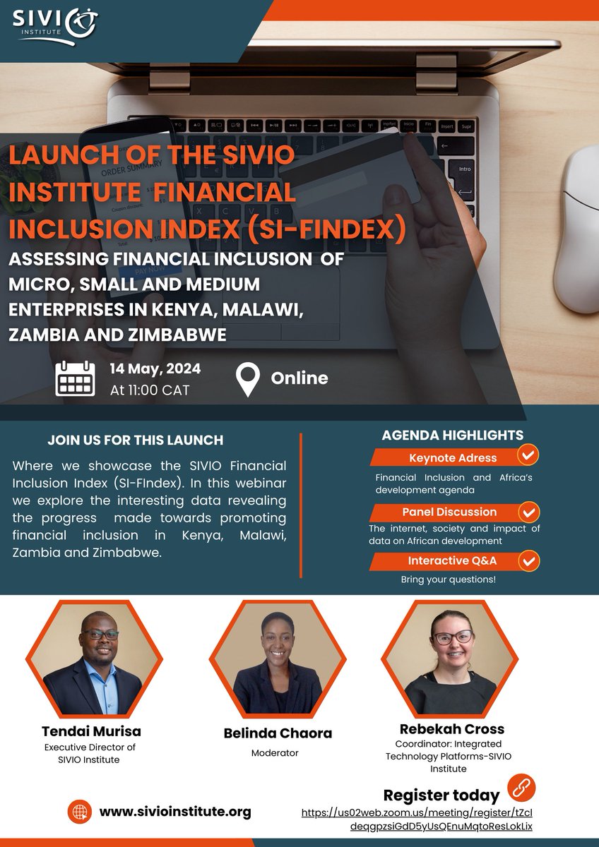 Since 2023, we have been conducting a study of financial inclusion in Kenya, Malawi and Zambia. We will be launching the SIVIO Financial Inclusion Index (SI-FINDEX) developed with data from this exercise. Join us at the launch by registering here: us02web.zoom.us/meeting/regist…