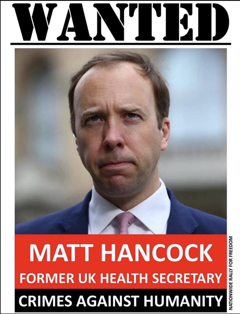 @MattHancock #MidazolamMatt was responsible for the mass order of death row drug #Midazolam that was used alongside Morphine to involuntarily euthanise our elderly in their thousands under #DeathProtocol #NG163 which he authorised in 2020.

#ArrestMattHancock