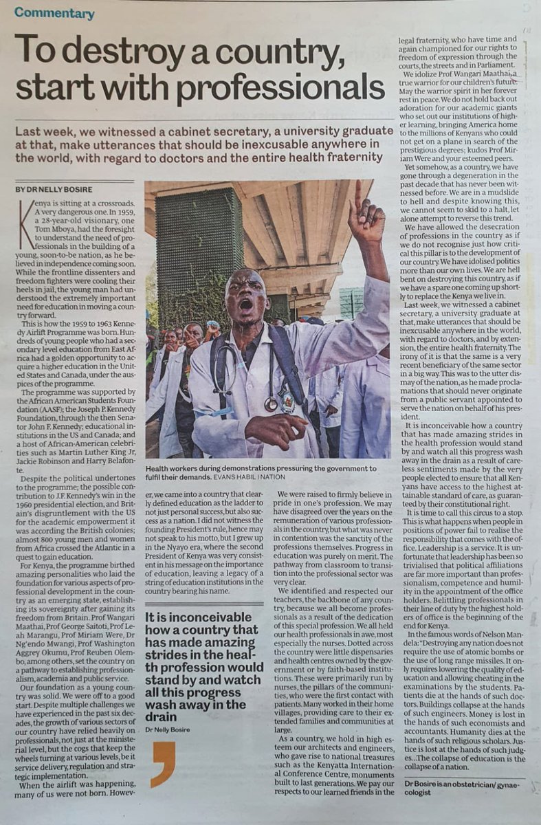 @Starlight_Bo Excellent article. TO DESTROY A COUNTRY START WITH PROFESSIONALS. Maybe it is deliberate? #DoctorsStrikeKE #ImplementCBA #PostMedicalInterns