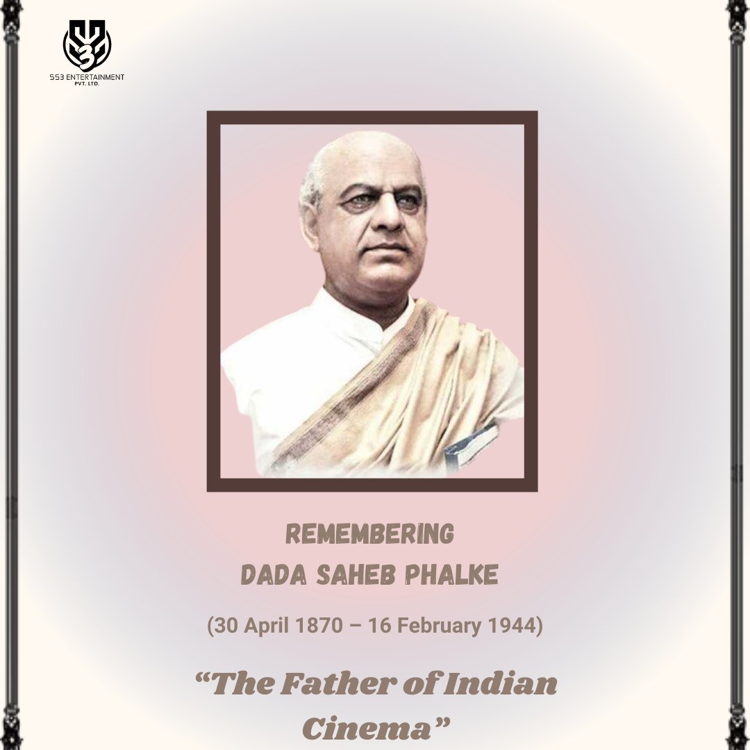 SS3 Entertainment tribute to Dada Saheb Phalke - 'The Father of Indian Cinema' on his 154th Birth Anniversary! 

.
.
#ss3entertainment #DadasahebPhalkeAward #indianfilmindustry #Tribute #FatherOfIndianCinema #BirthAnniversary #productioncompany