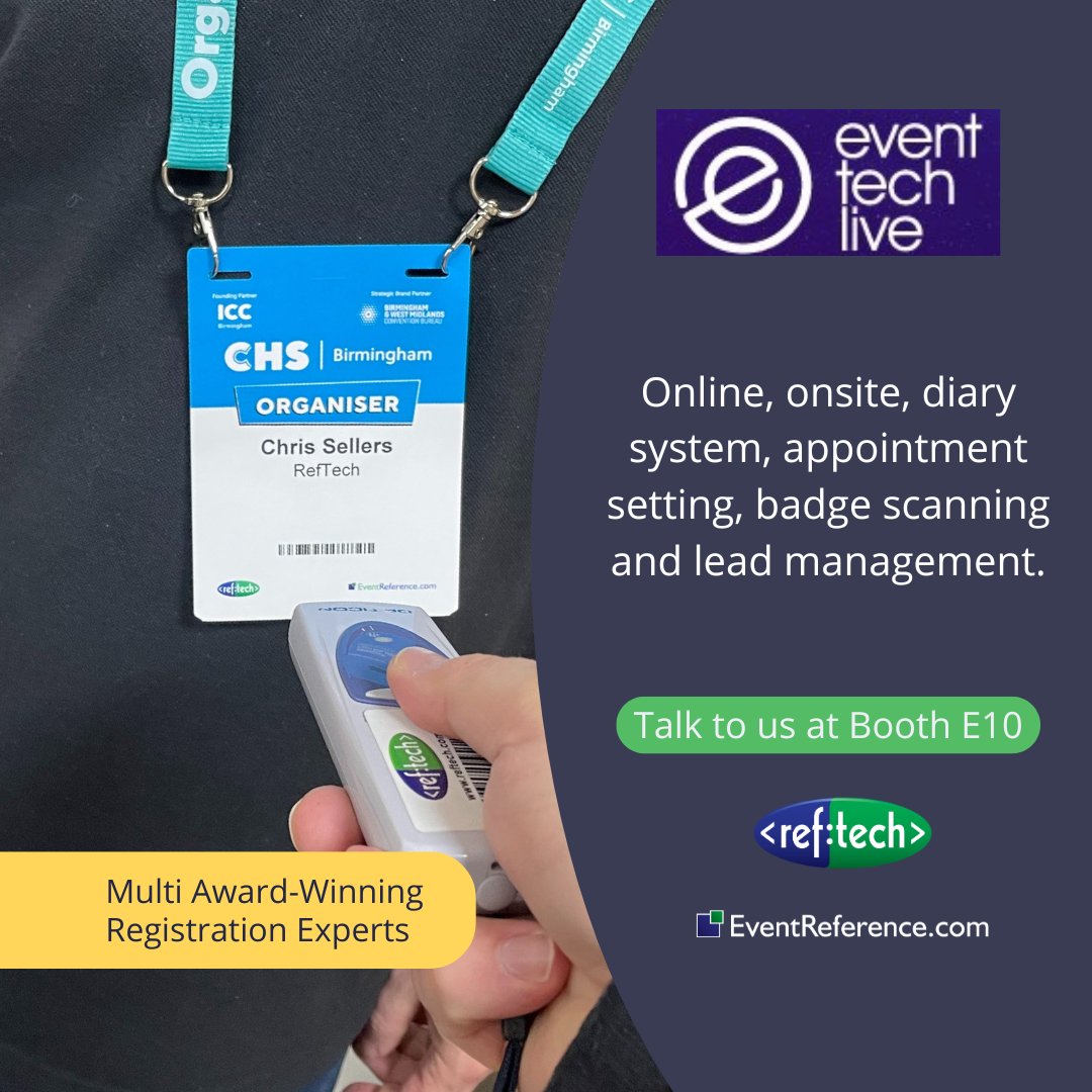 Do you know about all the award-winning tech we have? Come and talk to the team today, we’d love to tell you how it can improve your visitor experience. The team are on booth E10, stop by and say hi! #eventtechlive #lasvegas #ETLVEGAS24 #eventregistration #reftech #eventprofs