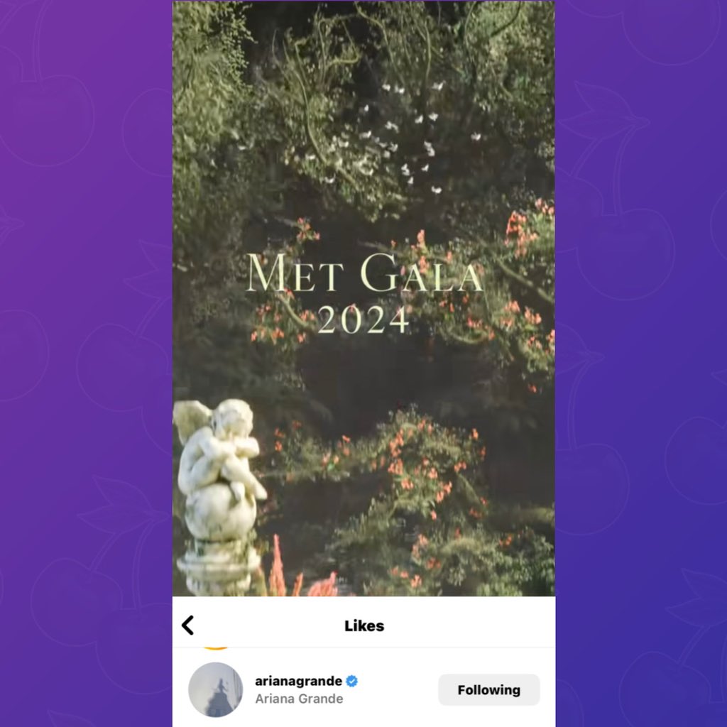 Ariana Grande has liked Vogue Magazine’s latest Instagram post regarding this year’s Met Gala.