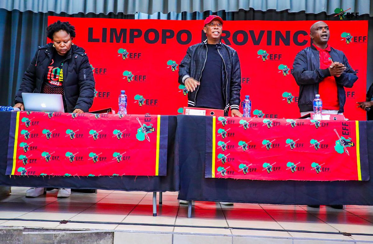 [IN PICTURES] The President and Commander In Chief @Julius_S_Malema is presiding over the @EFF_Limpopo 28th Extend PETF Meeting, underway at Westernberg Hall in Polokwane. #VoteEFF2024
