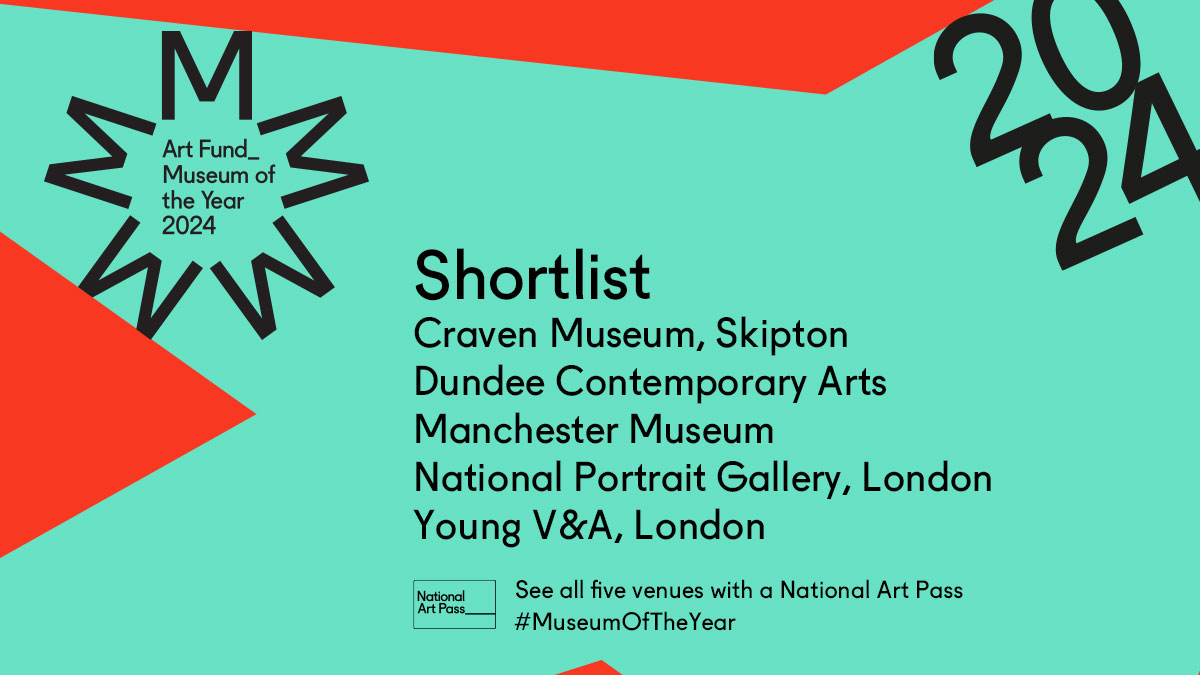 We're delighted to be among such great company on the Art Fund #MuseumOfTheYear 2024 shortlist.

A huge congratulations to our fellow finalists @SkiptonTownHall, @McrMuseum, @NPGLondon and @young_vam!