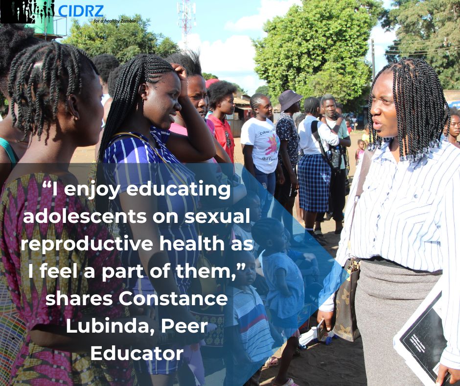 Meet Constance, 20, a #peereducator under CIDRZ's ESMADA project. For the past eight years, Constance has played a crucial role in her community by educating adolescents on sexual reproductive health and fostering positive change.