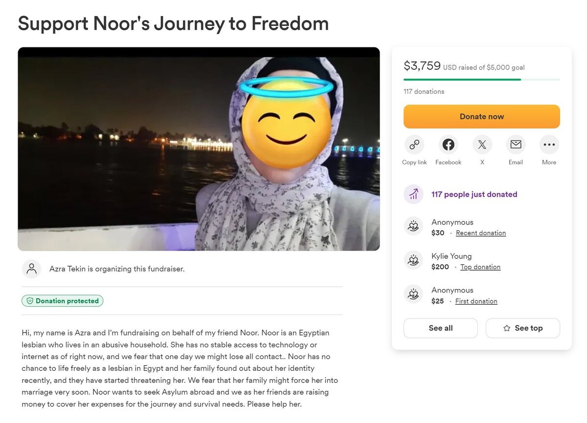 HELP AN EGYPTIAN LESBIAN LEAVE HER ABUSIVE HOUSEHOLD! her parents have threatened arranged marriage on her because theyve discovered her identity!!! SHOW UP AND HELP QUEER ARABS 🏳️‍🌈 gofund.me/1653a16a