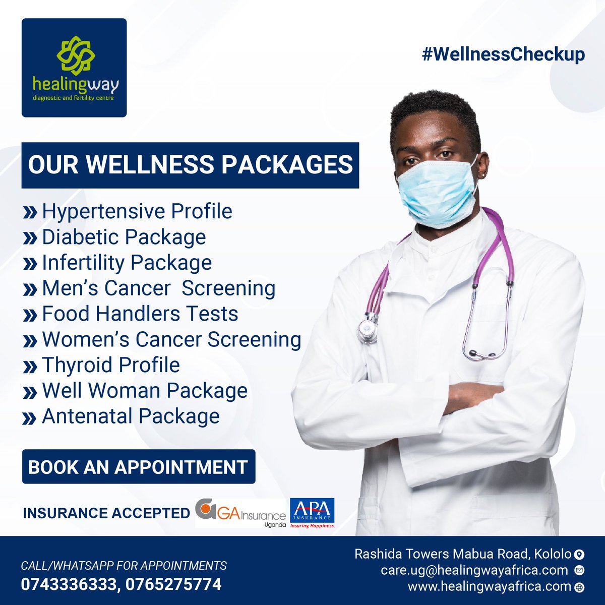 Take charge of your health by being proactive and scheduling a wellness checkup for yourself and your loved ones. Don't wait – book your appointment today! #Wellness #Checkup #Healingway #Kololo