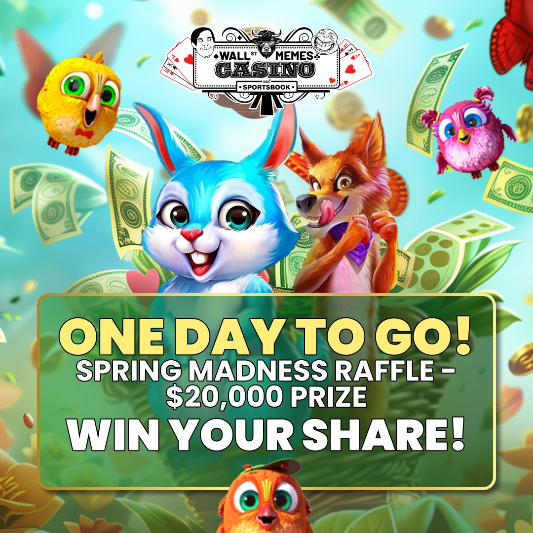 ONE DAY TO GO! 💸 We're giving away a HUGE $20,000 split between 40 lucky winners 🚀 For every $100 deposited before the May 1st, you'll receive 1 ticket into the raffle 🎟️ Get your tickets now➡️ bit.ly/4bWO8be
