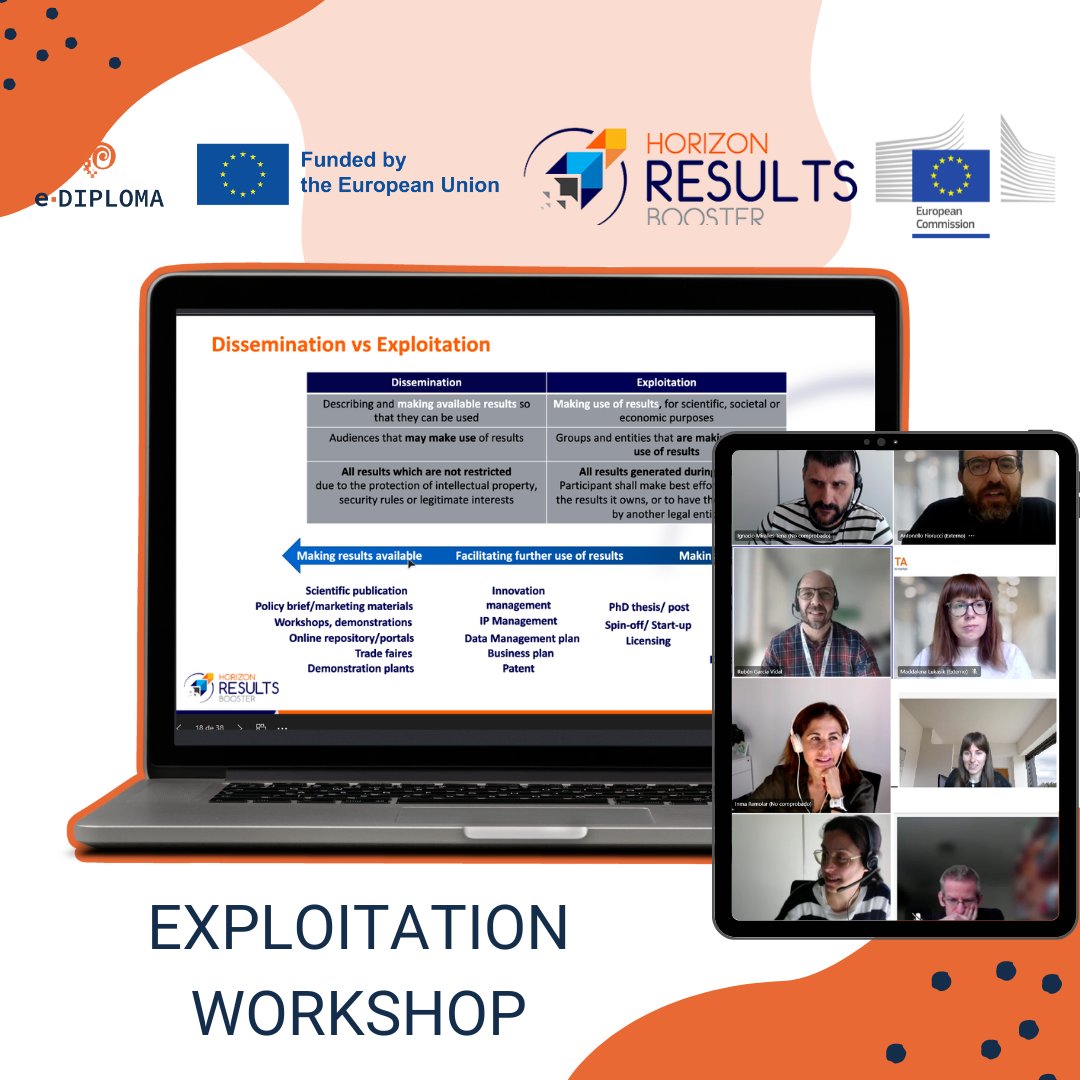 What an intense two-day workshop for #eDIPLOMA! 🚀 Thanks to the expertise from the #EUComission initiative @HorizonBooster, we're refining our exploitation strategy, led by out partners from @brainstorm3d.
 #elearning