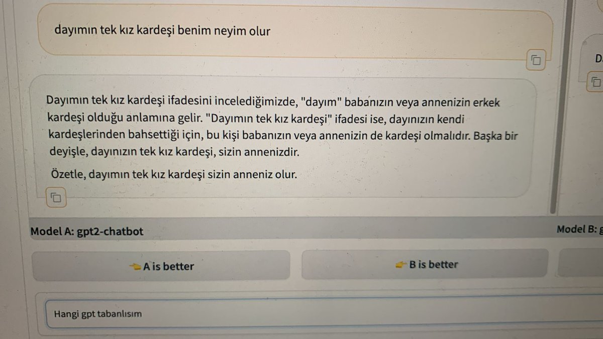 Benim testimi geçti. Mantığı yanlış olsa da sonucu doğru veren tek gpt bu #gpt2