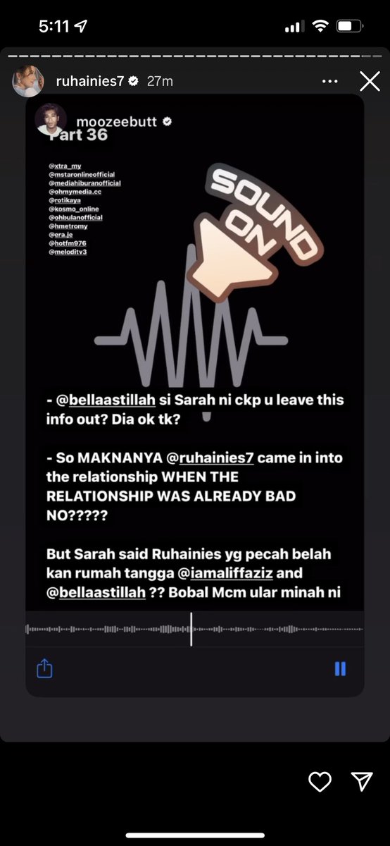 1 jela nk ckp. srs dh penat with all these negativity; but if ure truly sorry Ruhainies, why are u engaging urself with this again? Kata nak start a new life. Reposting just show that ure not letting it go yet & nk bagi attention to people to start hating on the other side now.