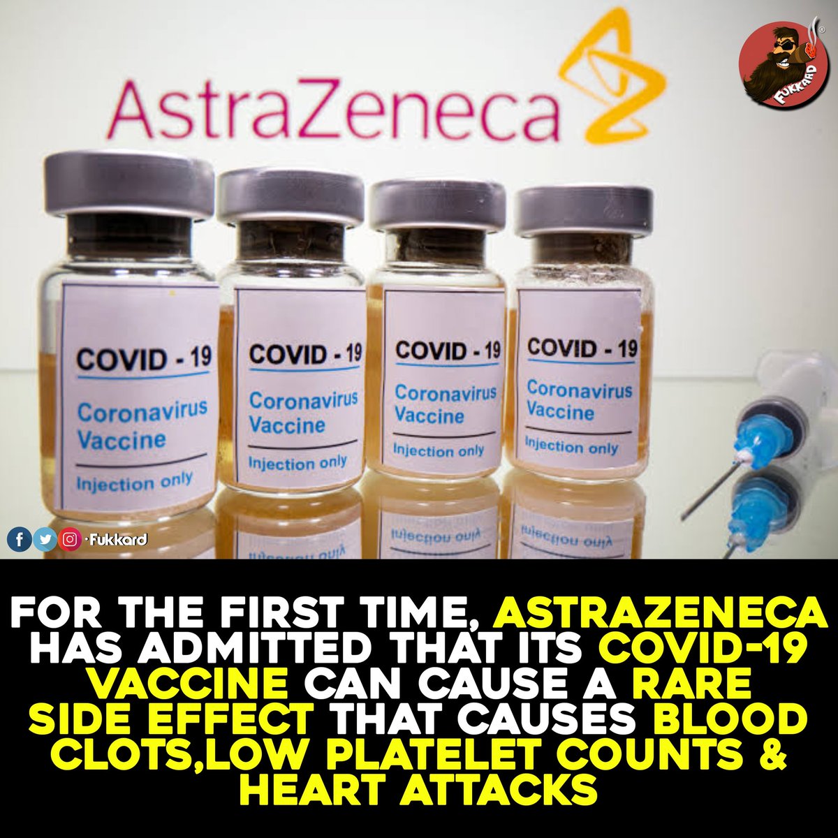 #AstraZeneca has admitted for the first time in court documents that its #CovidVaccine can cause a rare side effect, in an apparent about-turn that could pave the way for a multi-million-pound legal payout #bloodclot #astrazenecavaccine #Covishield #Covaxin #heartattack #Corona
