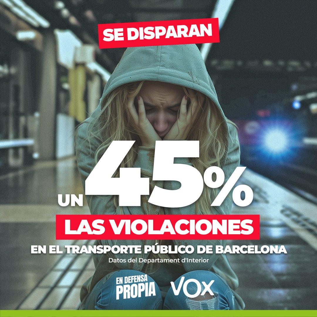 🔴 #URGENTE Censuran el cartel de @vox_es en el Metro de Barcelona sobre el aumento de las violaciones.