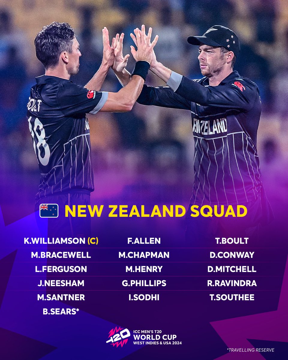 NEW ZEALAND SQUAD FOR T20 WORLD CUP 2024🇳🇿
#T20WorldCup24