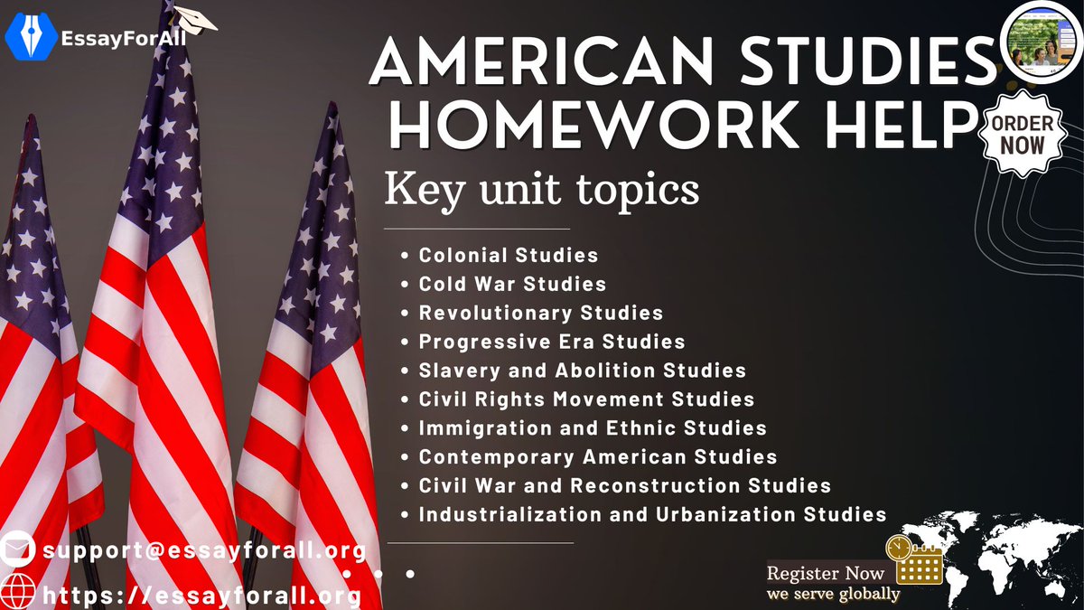 ESSAYFOR_ALL's tweet image. American Studies homework help: Essay For All
t.ly/IqUL6
Get in touch today and enjoy top-quality American studies homework help at affordable rates. Free AI Report, Outline, guides and many more! Only @ESSAYFOR_ALL 
#essayforall #historyhomeworkhelp #historyessays