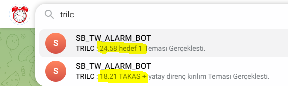 #trilc 18,21 ilk alarm 24,58 2. alarm kazanç %35 #Şb_Alarm_Bot
