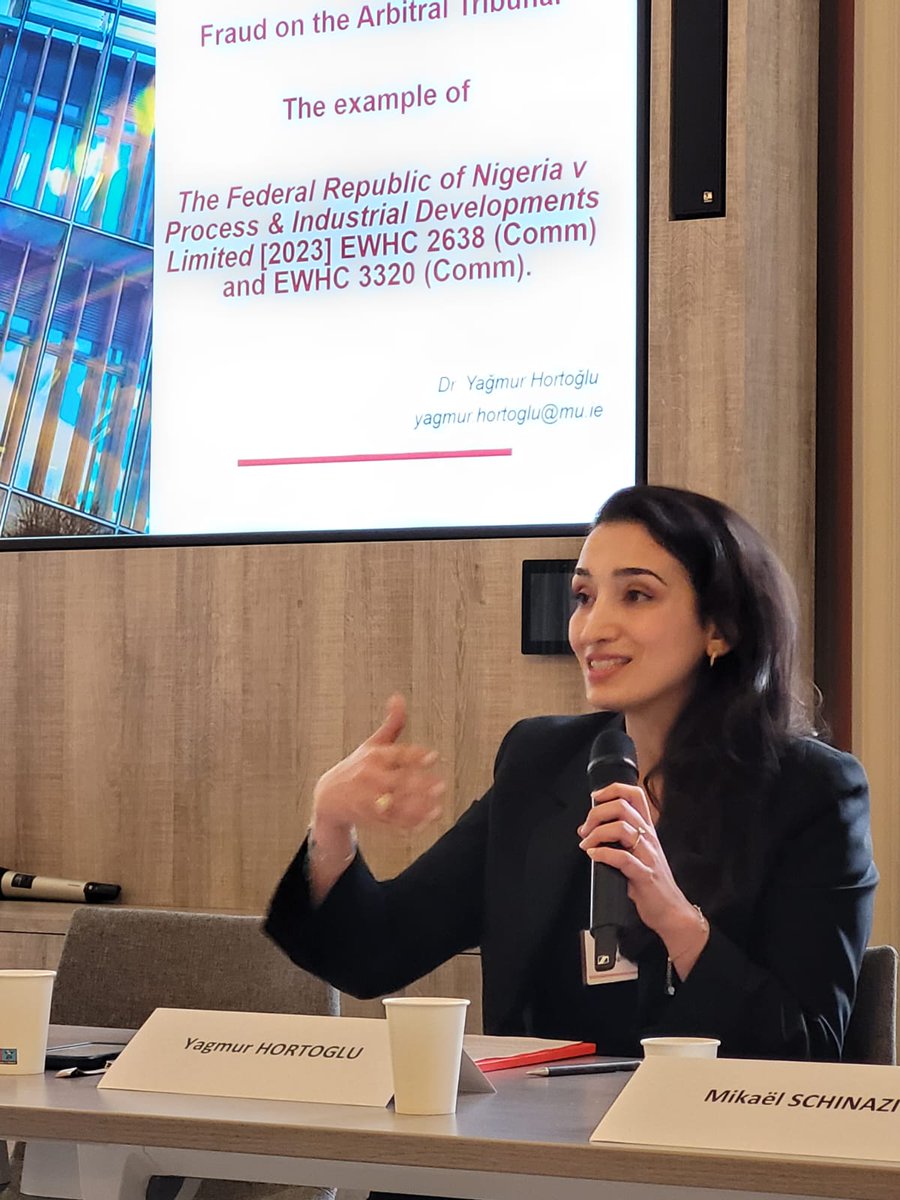 Assistant Prof at @maynoothlaw, @YagmurHortoglu spoke at the Arbitration & Crime conference that took place in Sciences Po Paris last week. Read more here: tinyurl.com/yenawrbx