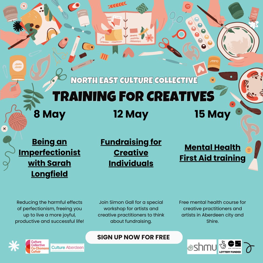 📣North East Culture Collective Training in May📣 ⏱️There are limited places for free training for Creatives in May ⭐These opportunities have been curated by NECC for Creative Practitioners and Artists in Aberdeen City and Shire. ✍️Sign up here: eventbrite.com/cc/creative-pr…