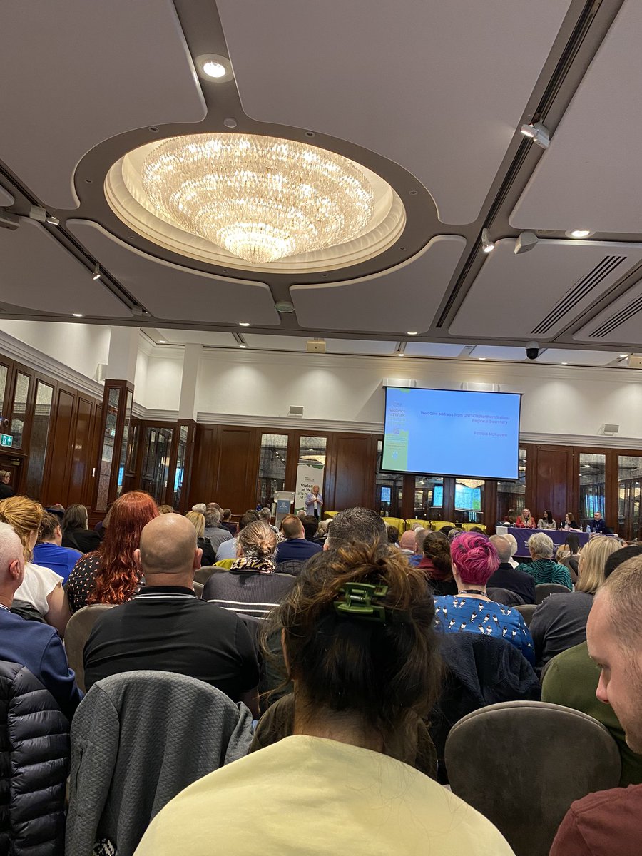In Belfast at the @unisontheunion @UNISON_HS Health and Safety Conference 2024. Now listening to Nat h&s officer talk about violence faced by unison members. Just heard from fabulous NI reg sec Patricia McKeown talk about high levels of ptsd and suicides because of past conflict