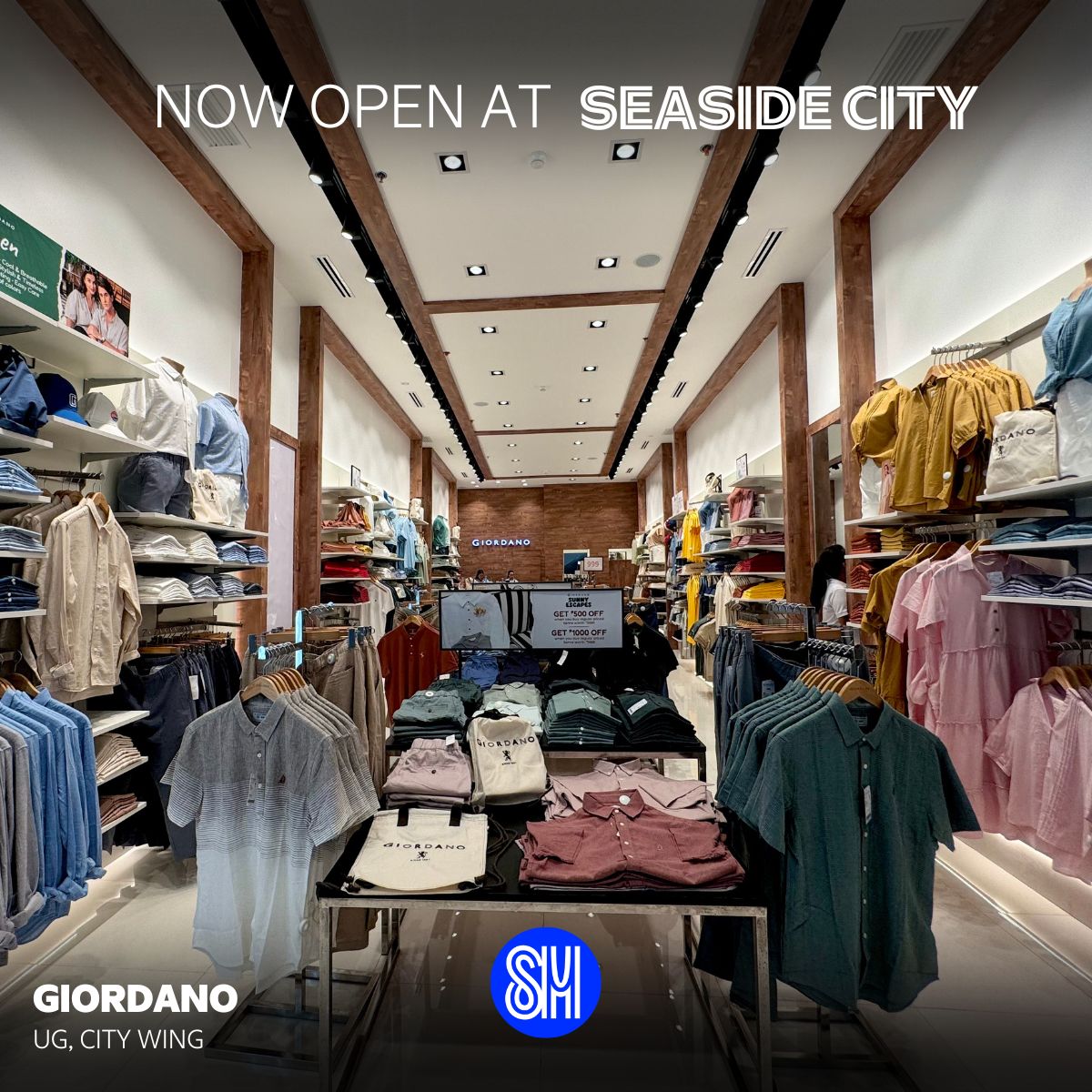 GIORDANO is NOW OPEN! 📷 Timeless fashion for everyone has arrived at SM Seaside! Refine your wardrobe at Giordano. Visit them now at the Upper Ground Level, City Wing. 📷 #EverythingsHereAtSM #AWorldOfExperienceAtSM