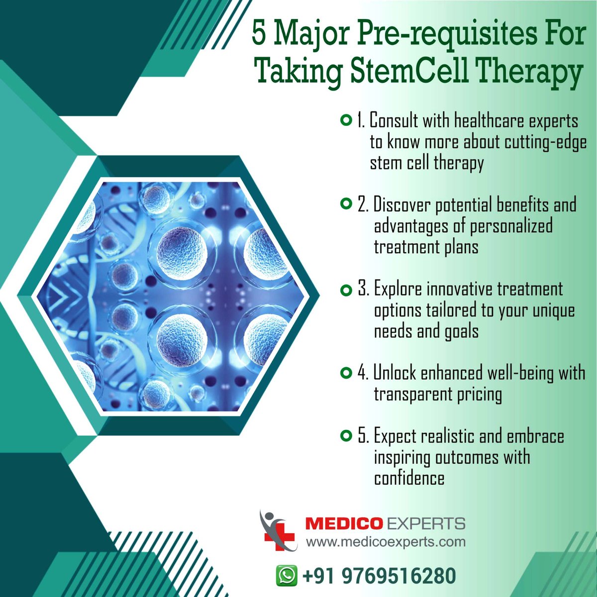 Unlocking the potential of stem cell therapy: Here are the 5 essential prerequisites you need to know before diving in. #StemCellTherapy #HealthcareInnovation