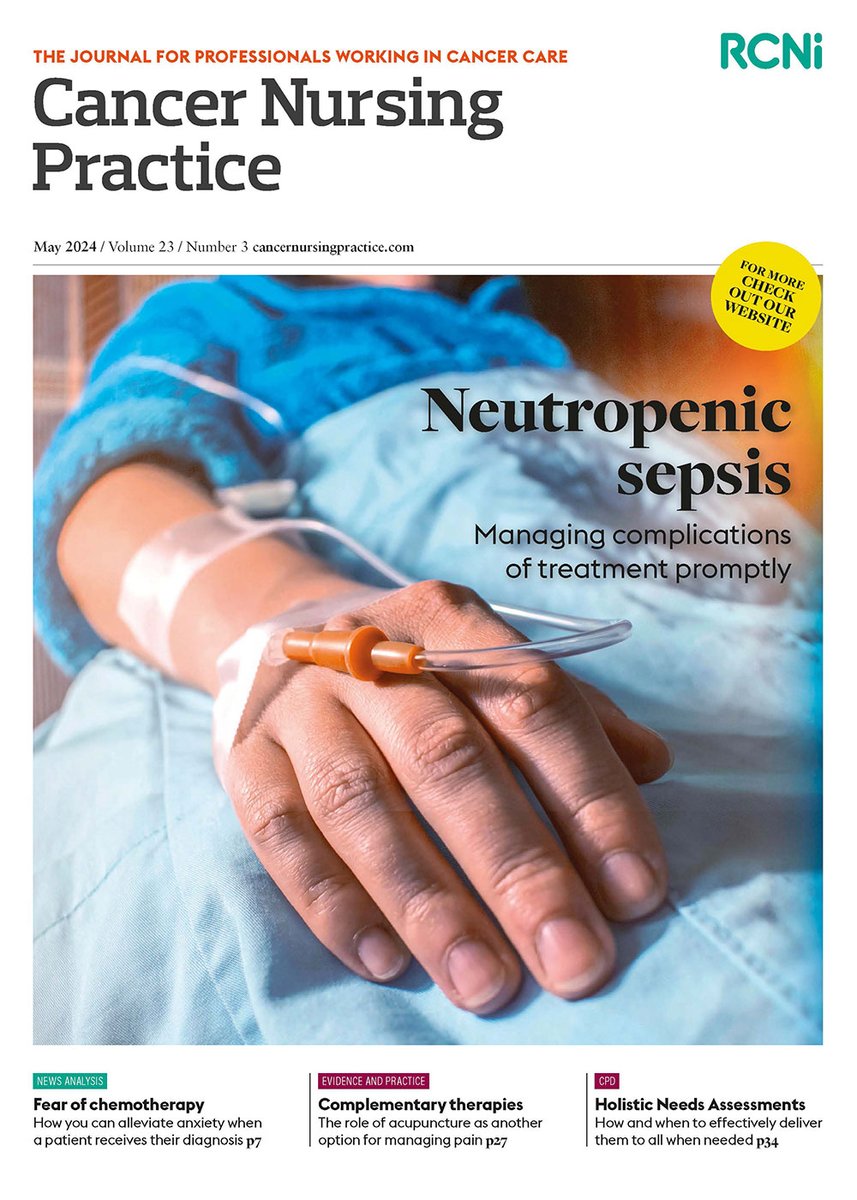 The latest issue of Cancer Nursing Practice is out now, which has a special focus on neutropenic sepsis and the latest sepsis guidance, as well as an analysis on the fear of undergoing chemotherapy. journals.rcni.com/toc/cnp/23/3