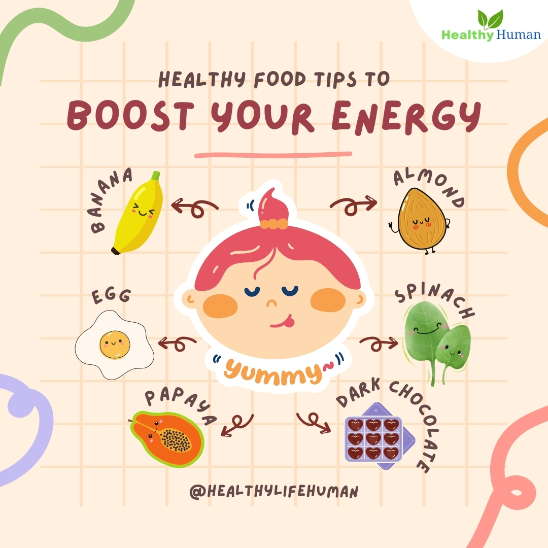 ✔️ Healthy food tips to Boost your energy: 🌐 Visit us:healthylifehuman.com Follow for more @HealthyLifeHum #energy #healthyfood #healthbenefits #naturalskincare #healthyskin #healthandwellness #healthytips #stayhealthy