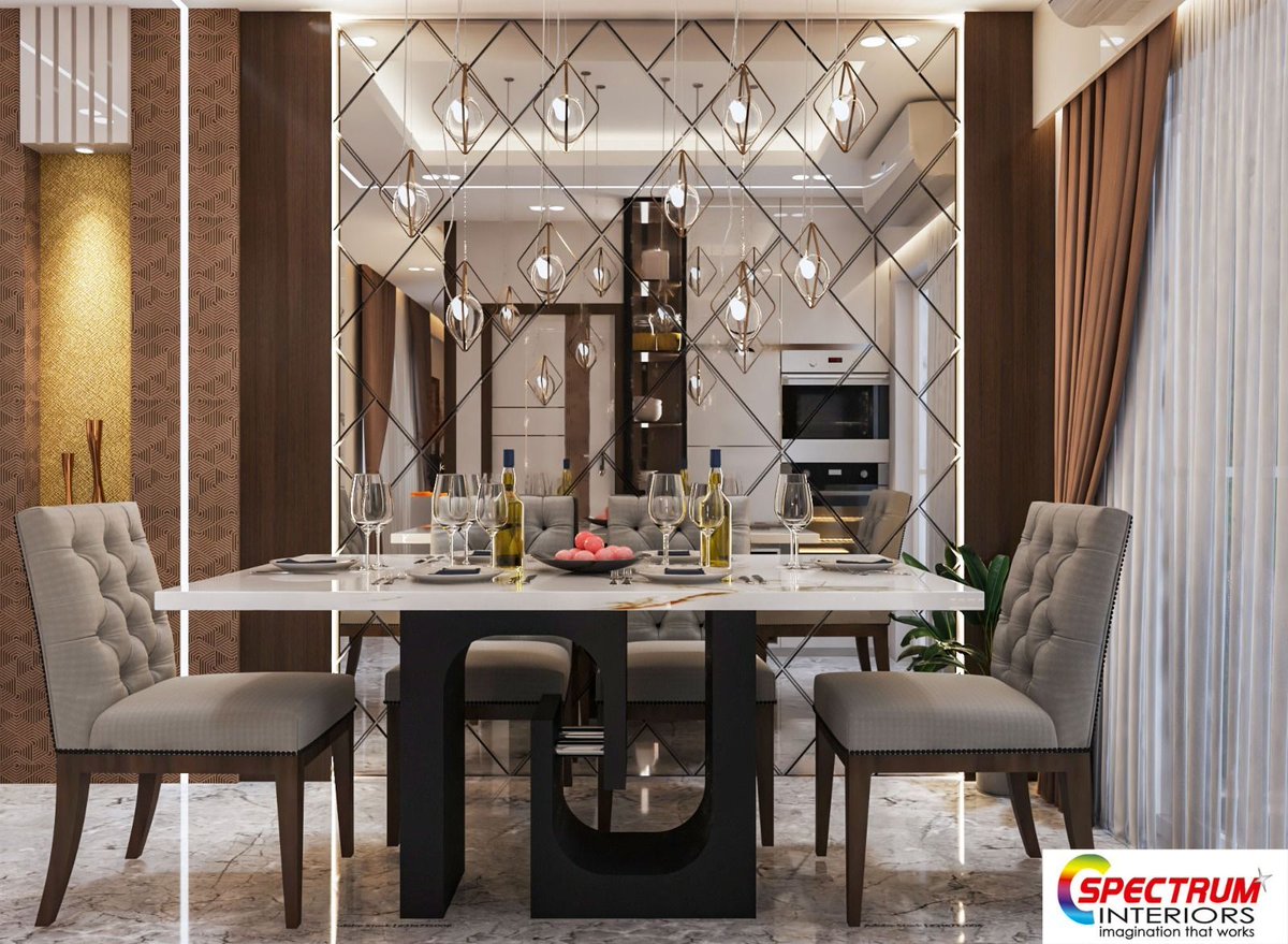 Posch #DiningIdeas that can make you enjoy your food items with your family. #DiningRooms are not for luxury, they bring the family members together and help them enjoy a time together.

Are you looking for such a #DiningRoom idea? Contact none other than team #SpectrumInteriors!