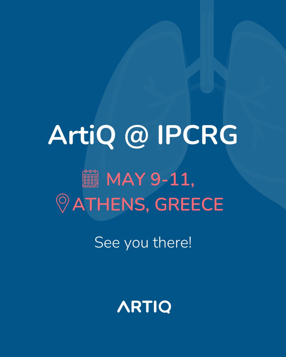 Are you visiting @IPCRG?  Make sure to attend the “Digital Health Tools” session and learn all about ArtiQ.Spiro, our #AI solutions supporting the execution and interpretation of #spirometry in primary care.  

📧 Book a meeting at info@artiq.eu. 
See you in Athens! 👋