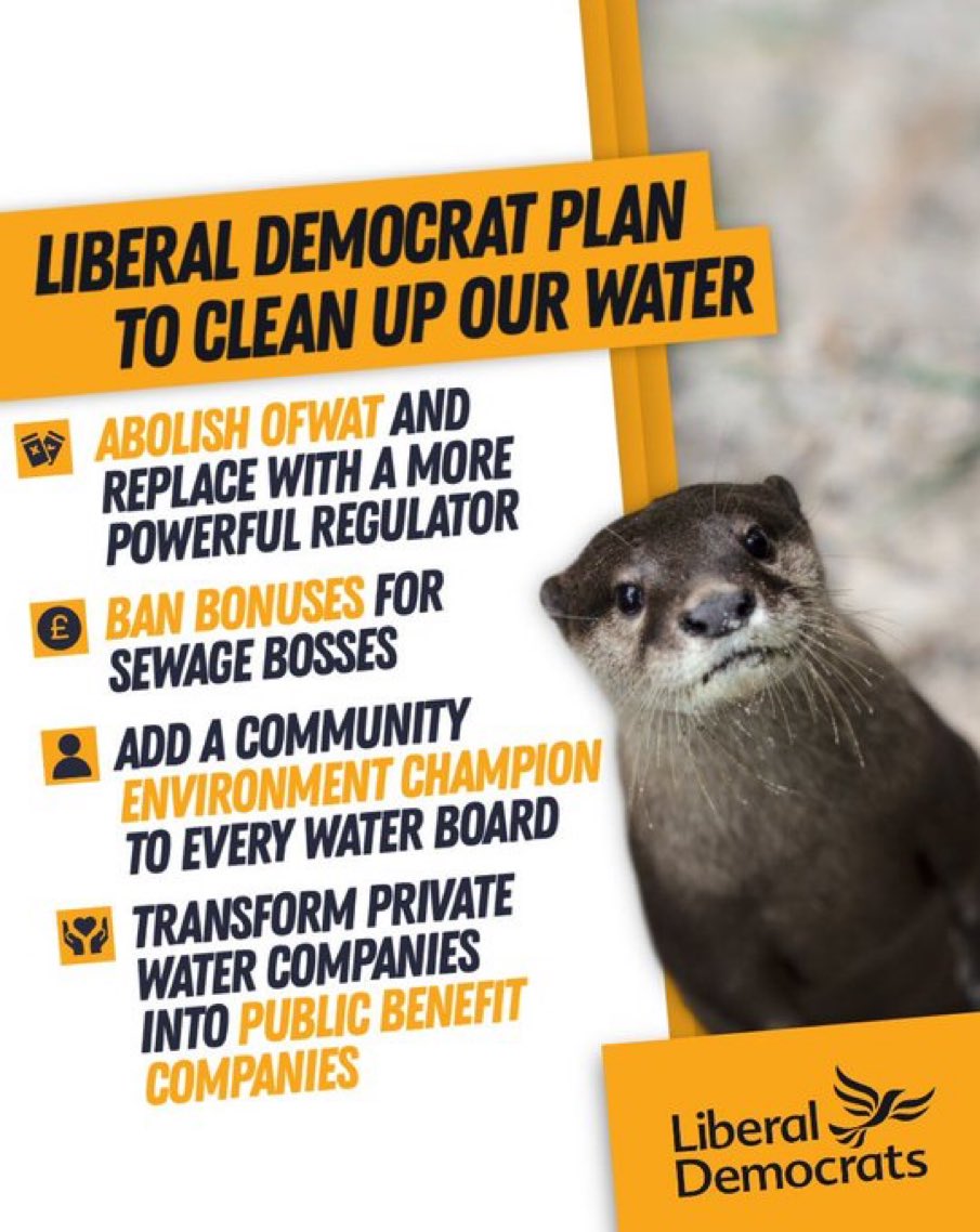 The LibDem plan clean up our water 👇
#SewageScandal