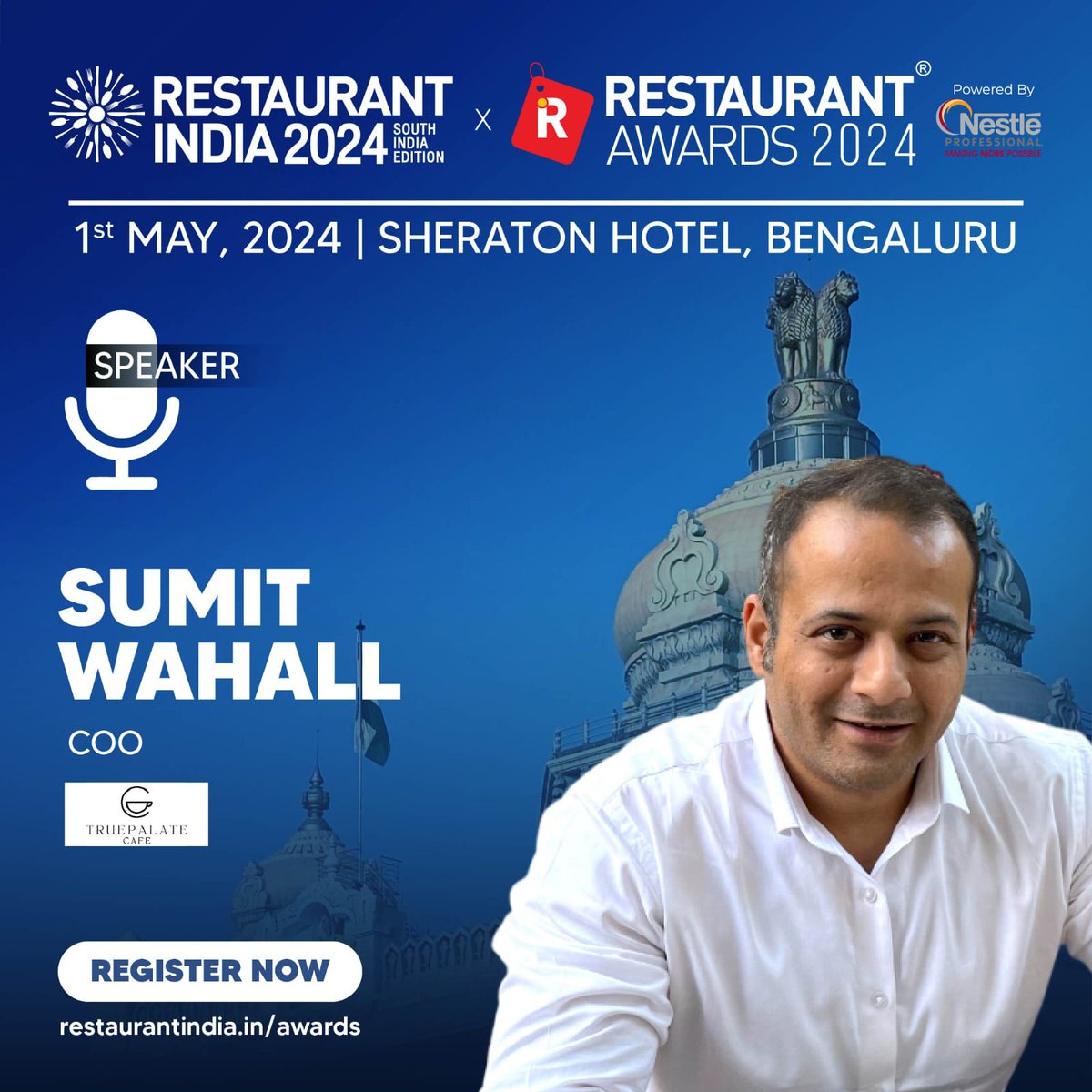 We are thrilled to announce Sumit Wahall, COO at True Palate Cafe Pvt Ltd as a distinguished Speaker at Restaurant Awards 2024 South India Edition! 1st May 2024, Hotel Sheraton Grand, Brigade Gateway, Bengaluru Register Now: rb.gy/k3q5yf #RA2024 #FoodAndBeverage