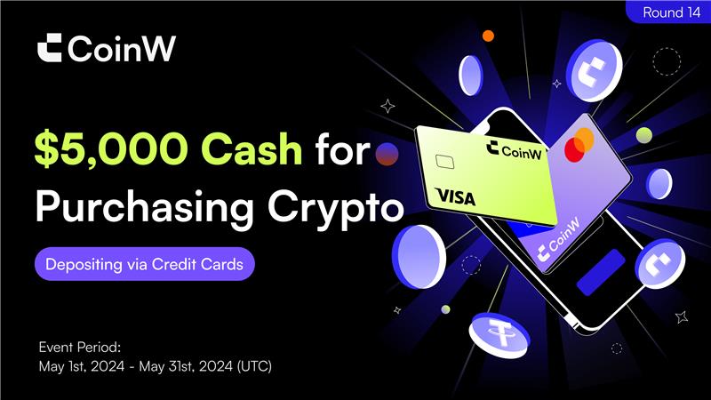 The 14th Purchase Event is here! 🎉 Deposit using #CoinW Credit/Debit Cards and unlock a share of 5,000 USDT! 📅 Event period: May 1st - 31st, 2024 (UTC) To participate: coinw.com/frontweb/en_US… Learn more: coinw.zendesk.com/hc/en-us/artic… #Crypto #CoinWCard