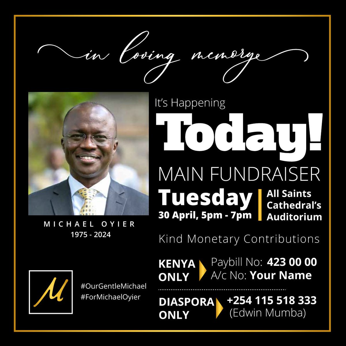 “We make a living by what we get, but we make a life by what we give.” – Winston Churchill It's today! Let's do it #ForMichaelOyier #OurGentleMichael His mic may be off but his legacy lives on...
