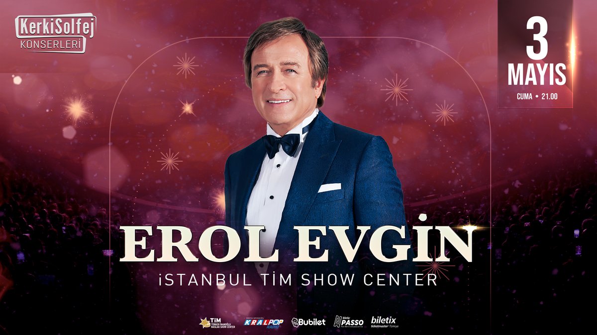 🎵🎤🎵 Erol Evgin, 3 Mayıs’ta Maslak TİM Show Center’da sahnede Bilgi: 0850 205 10 20 @KerkiSolfej @ErolEvginresmi #kerkisolfej #erolevgin #konser #kralmüzik