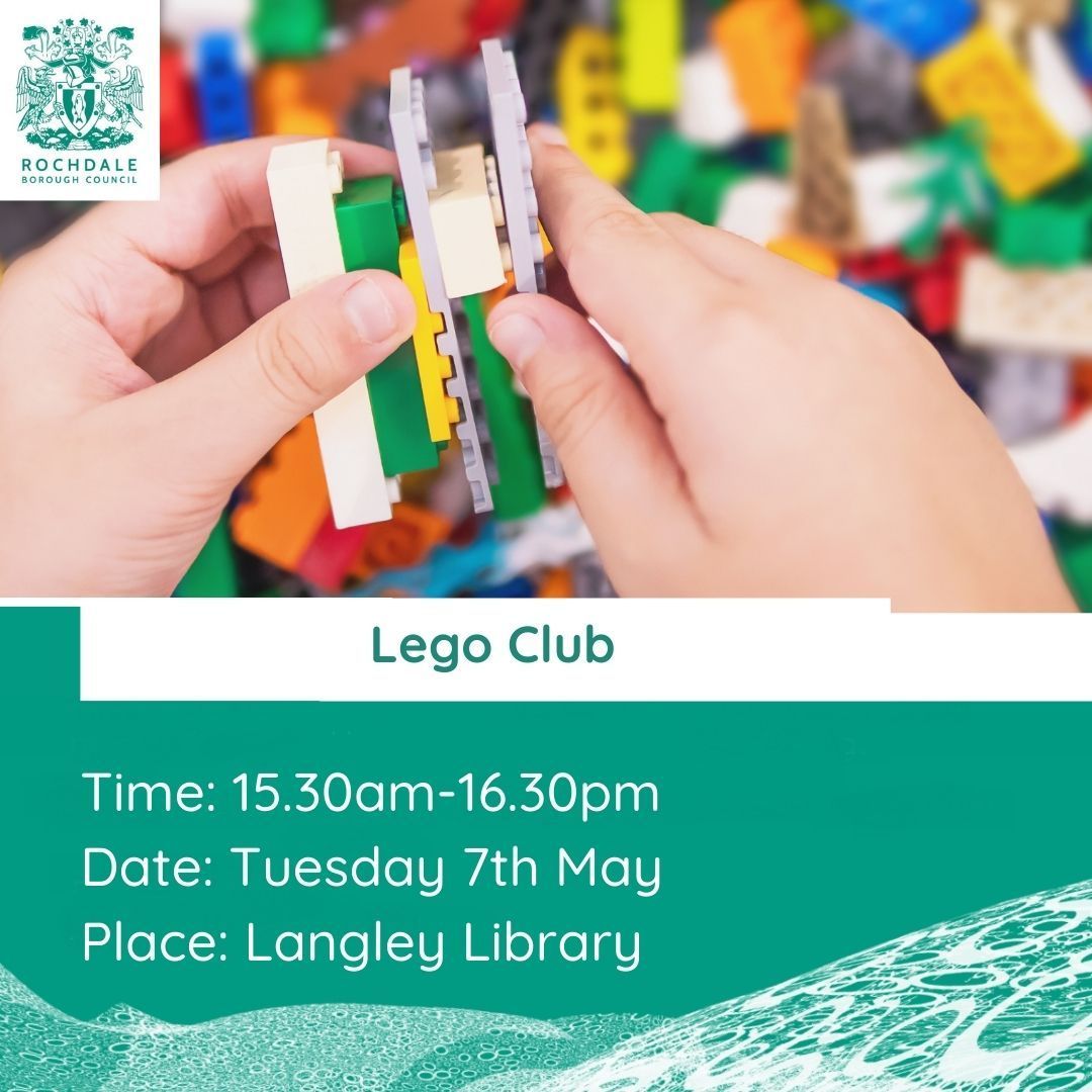 PLEASE NOTE: There will be NO Lego club at Langley Library today. We will be back to our usual session next Tuesday 7th May. Apologies for any inconvenience .