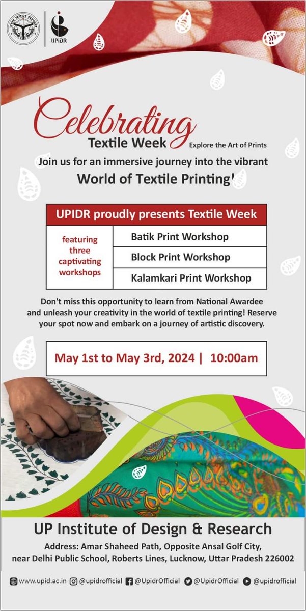 Come and join us @UpidrOfficial to celebrate Textile Week from May 1 - May 3 Be #vocalforlocal to make #आत्मनिर्भर_भारत